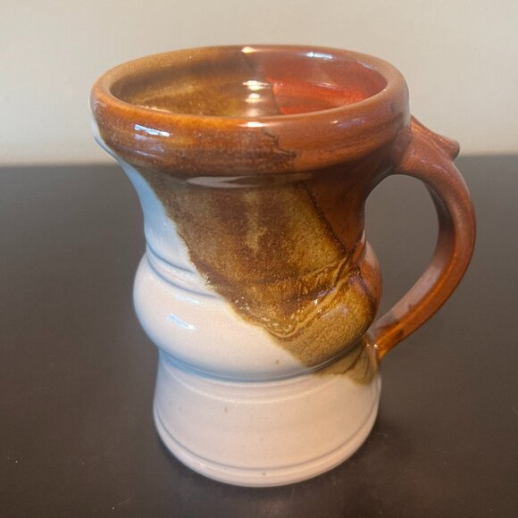 Handcrafted Hand-Thrown Artist Signed Studio Pottery Mug Earthy Metallic Glaze - Picture 6 of 16